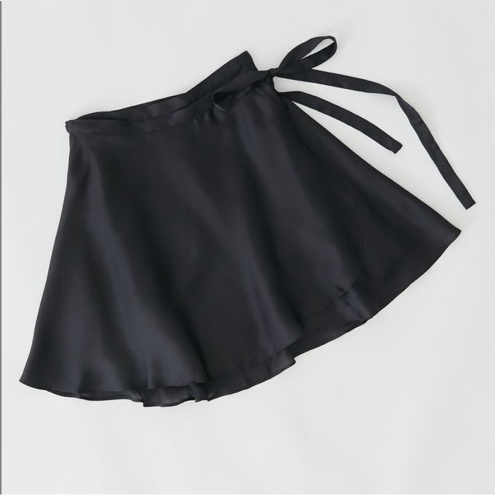 Urban Outfitters Satin Wrap Tie Ballet Mini Skirt Wendy Black S